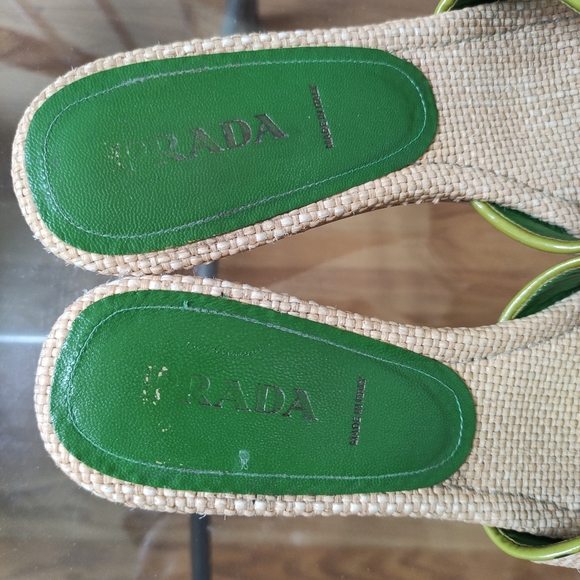 Vintage Prada Straw Bamboo Slide Heeled Sandals 40.5 run small Fit 8.5 - Picture 8 of 12